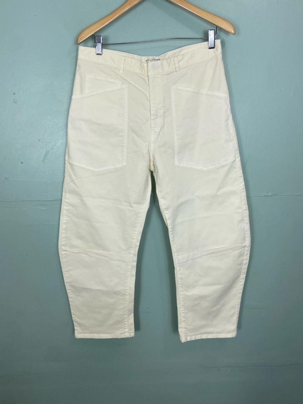Nili Lotan Shon Pants Barrel Slouchy Ivory Cream Size 8 - Picture 2 of 7